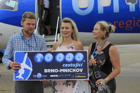 Brněnské letiště odbavilo desetitisícího pasažéra linky Brno-Mnichov